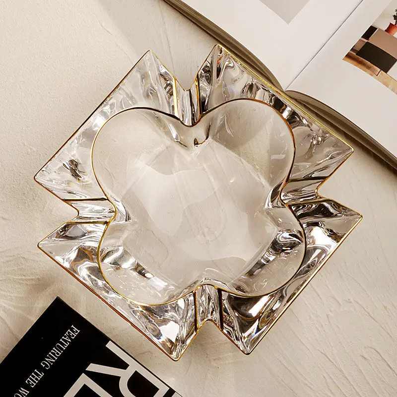 

Gold Crystal Glass Cup Simple Ashtray Creative Irregular-Shaped Ashtrays High Value Living Room Bedroom Ornaments