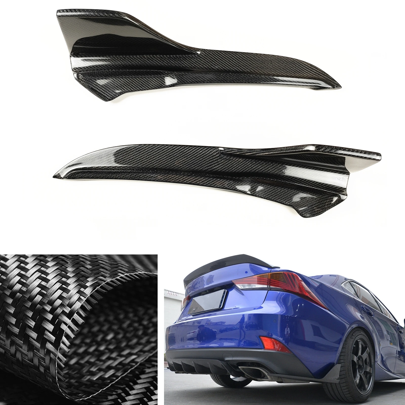 Rear Bumper Side Splitter Cover Lip For LEXUS IS IS200t IS250 IS300 IS350 F Sport Sedan 2017-2019 4 Door Carbon Fiber Spoiler