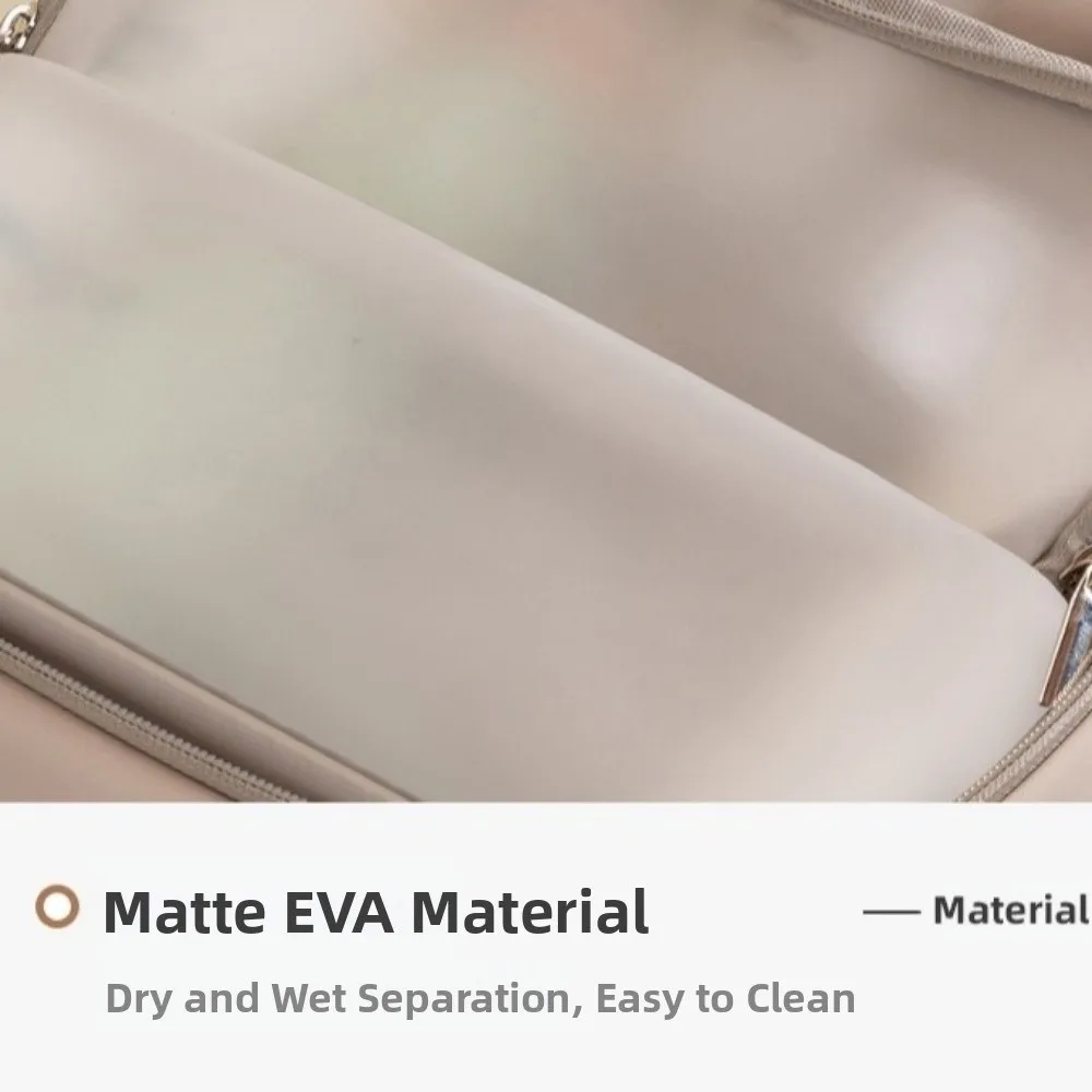 Bolsa de maquiagem feminina de grande capacidade, design de luxo, recurso pendurado, organizador de produtos de higiene pessoal, economia de espaço, separado, seco e molhado