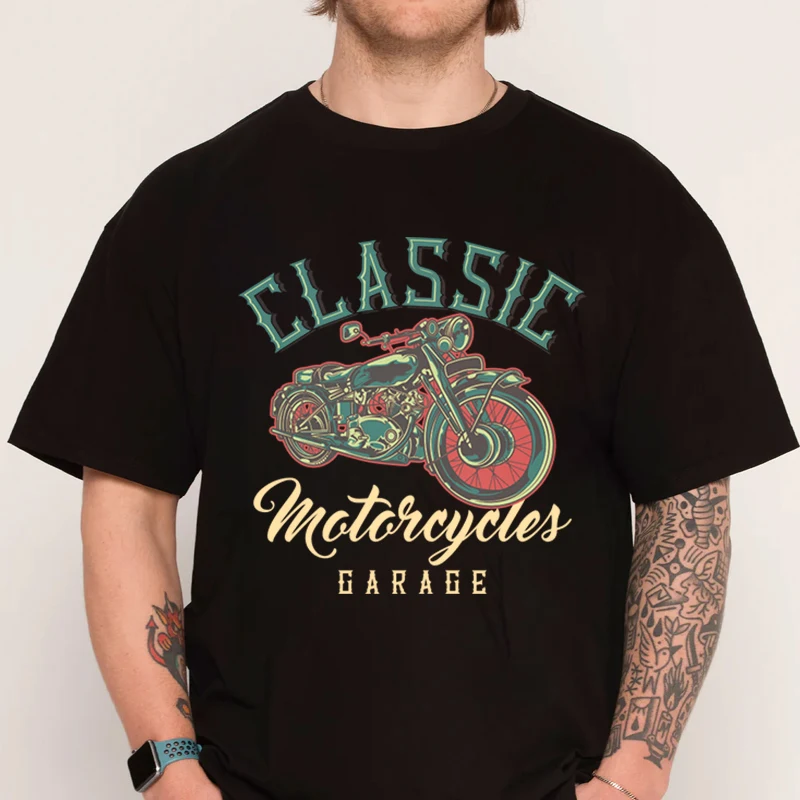 

Vintage Motorcycle Mens T-shirt 100% Cotton Men Shirt Casual Short Sleeve Clothing O-neck Top Tees