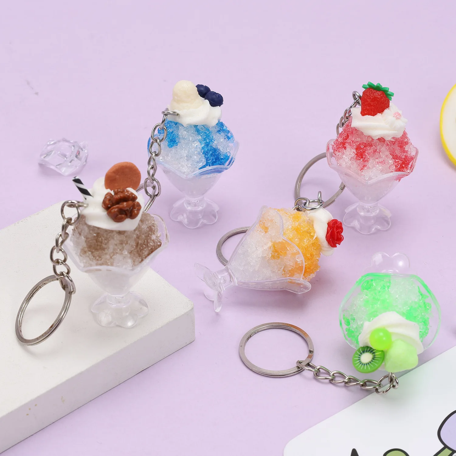 Mini Fake Fruit Smoothie Cup Simulation Shaved Ice Drink Cup Pendant Desktop Decoration Cute Resin Craft Dollhouse Accessory