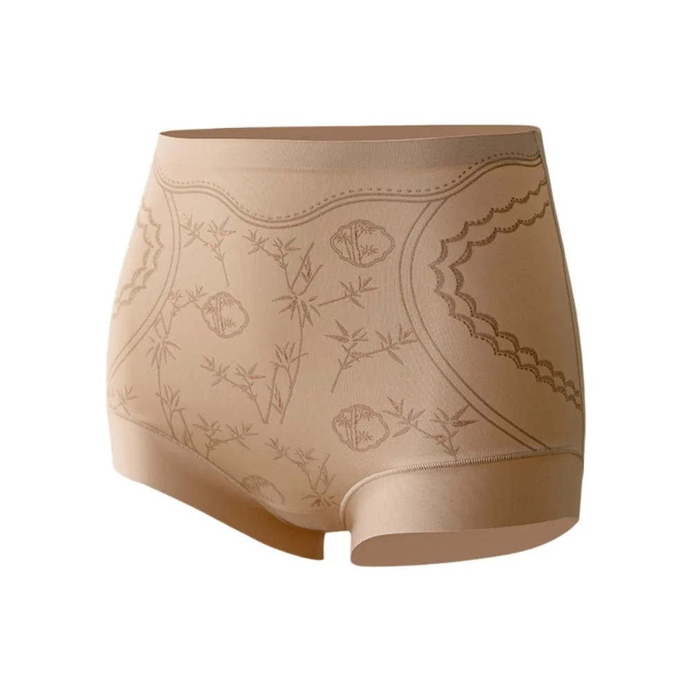 

High Waist Thin Shapewear Panties Bamboo Flower Ice Silk Butt Lifter Briefs Belly Contracting Tummy Control Underwear