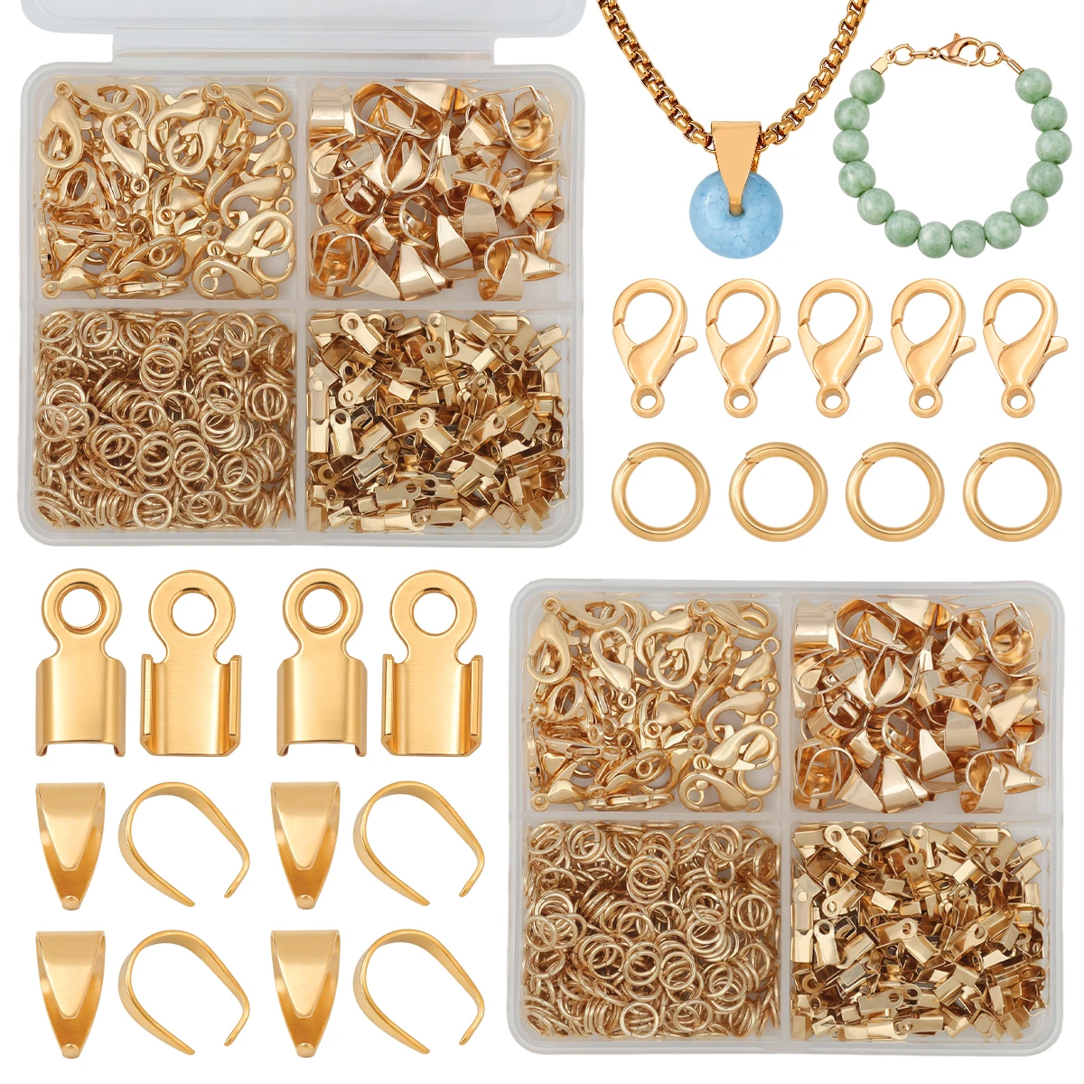 590pcs Alloy Various Sizes Lobster Clasps Seed Bead Clasps ClosedEnd Clasps KC Clasps For Jewelry Necklaces Bracelets DIY Crafts