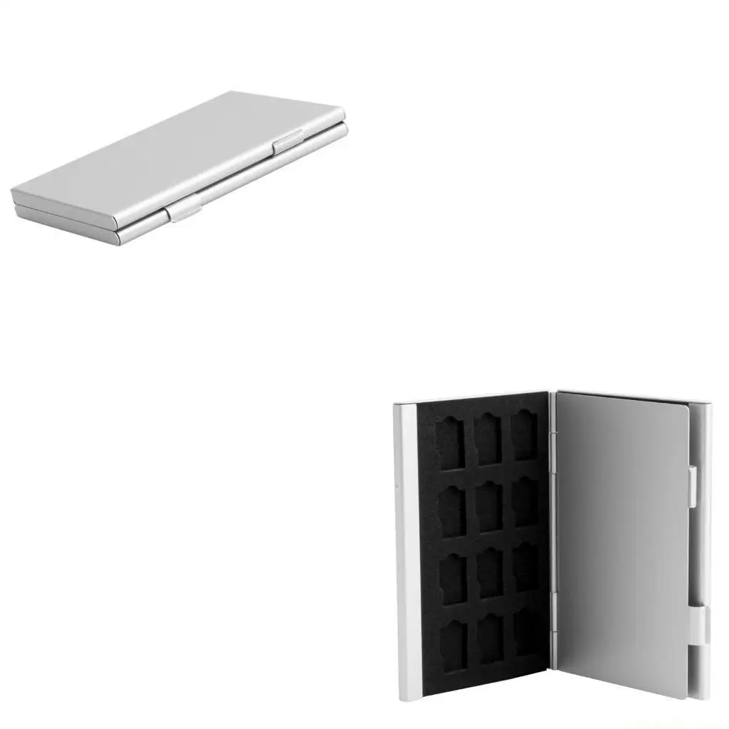 

Silver Aluminum Memory Card Storage for Case Box Holder For 24 TF Cards