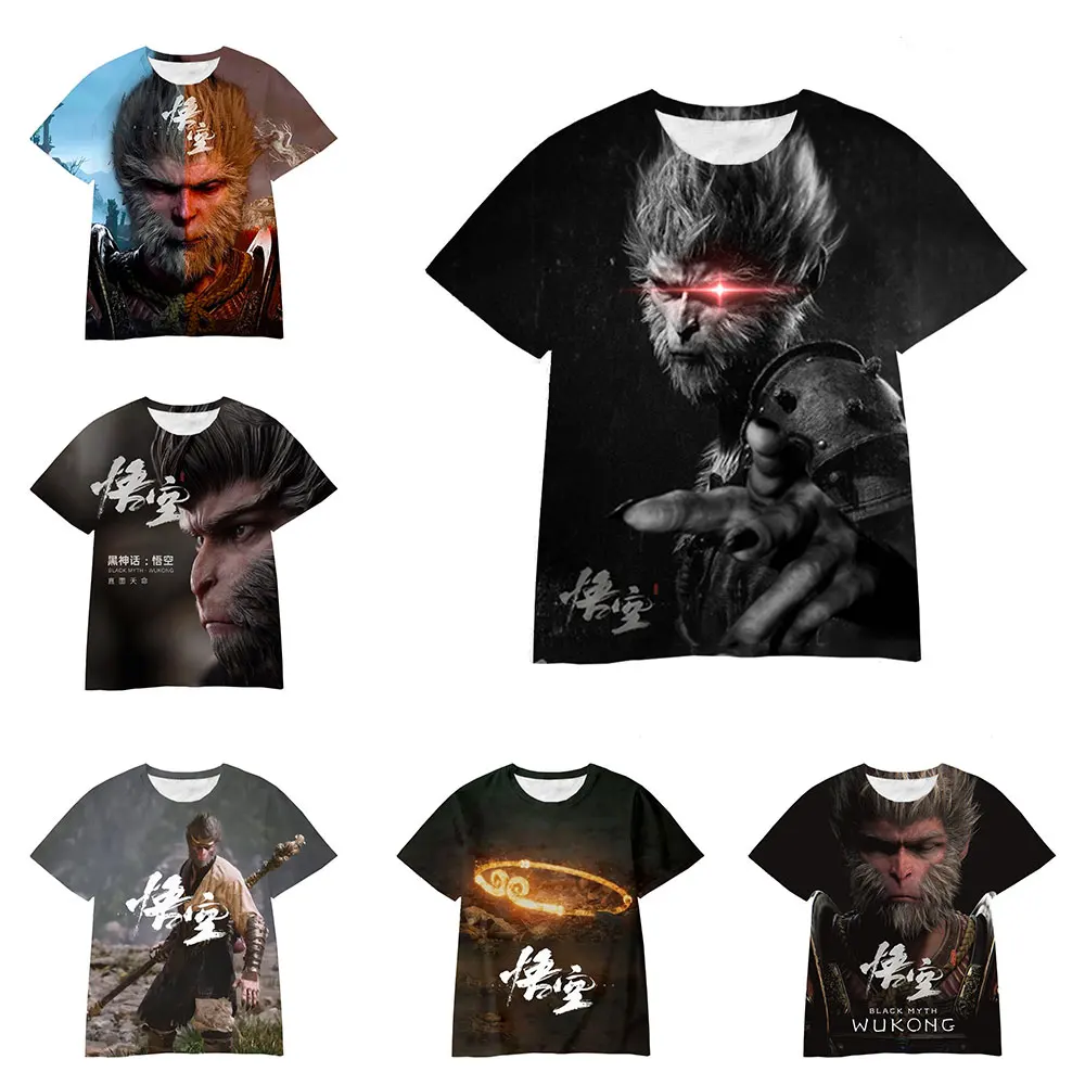 Game Black Myth: Wukong T Shirt Short Sleeve 3D Print Summer Top Fashion Cosplay T Shirt Quick Dry Breathable Top for Adult Kids