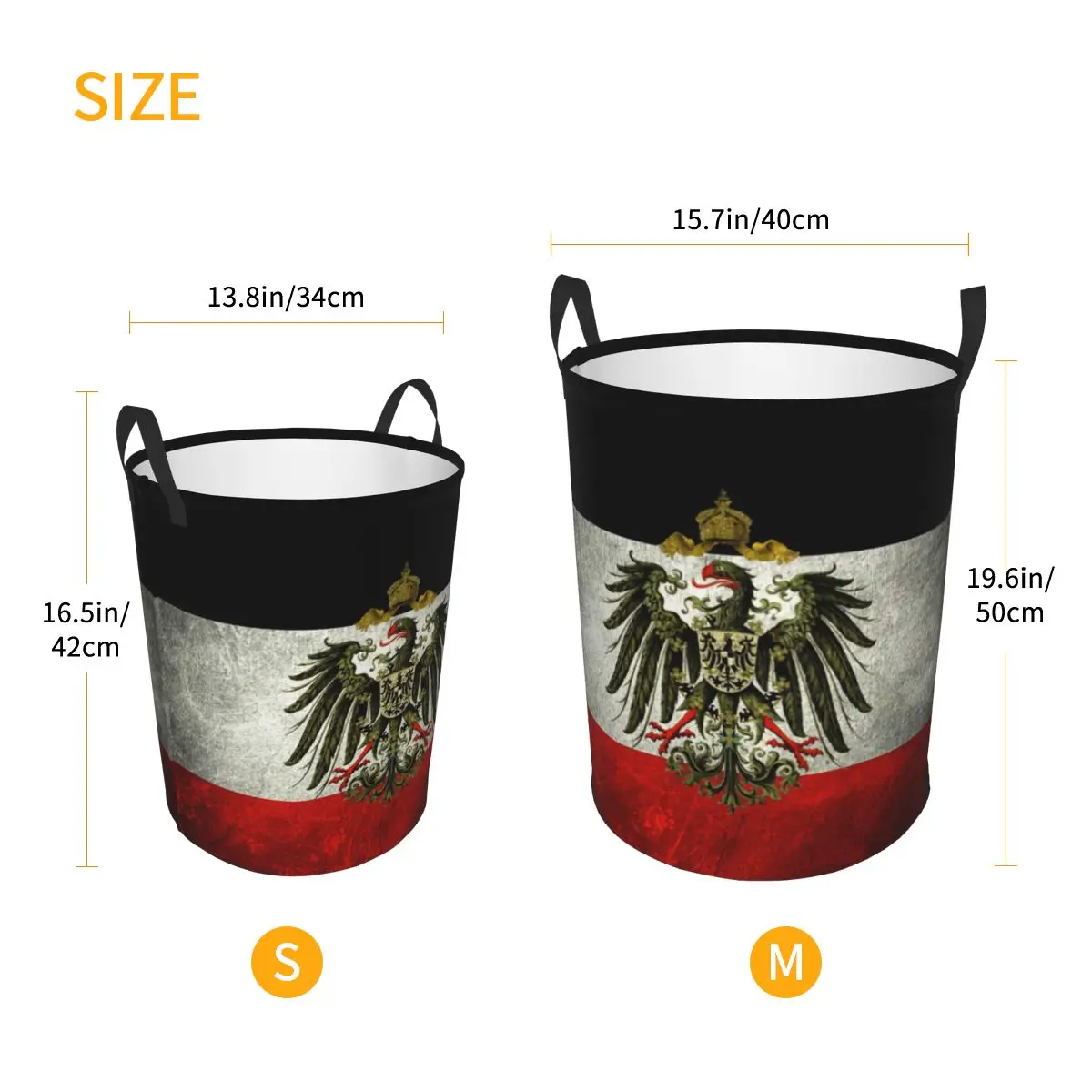 German Empire Flag Germany Laundry Basket Foldable Toy Clothes Hamper Storage Bin for Kids Nursery