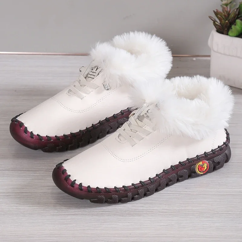 Hot Thickened Fur Women's Waterproof Snow Boots Brand Casual Furry Flat New Winter Shoes and Naked Snow Boots Botines Mujer