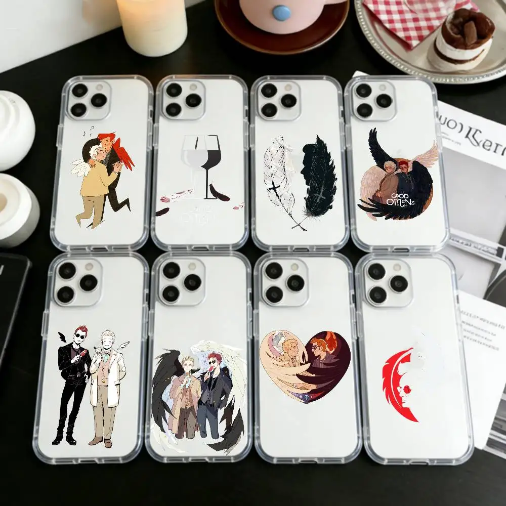 

Comedy G-Good O-Omens TV Phone Case For iPhone 17 16 15 14 13 12 11 Mini Pro Max Plus Transparent Cover