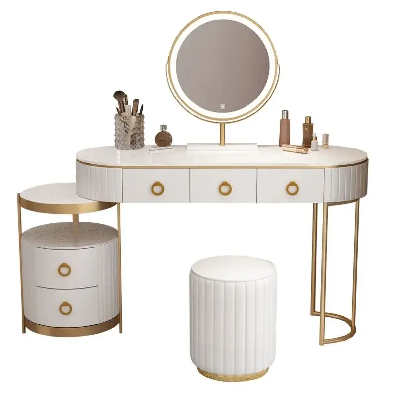 

Home Dressers Multifunctional Dressing Table Ins Girls Bedroom Dressing Table set Chair Creative Solid Wood Dressing Table Girl