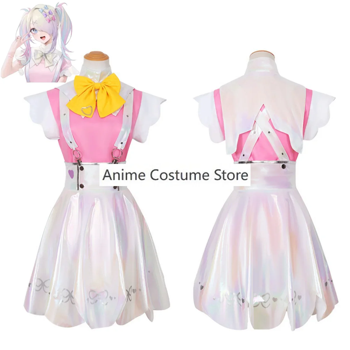 Game Needy Girl Overdose Angel Ame KAngel Cosplay Costume Lovely Pink Camisole Skirt JK Uniform Woman Kawaii Christmas Suit