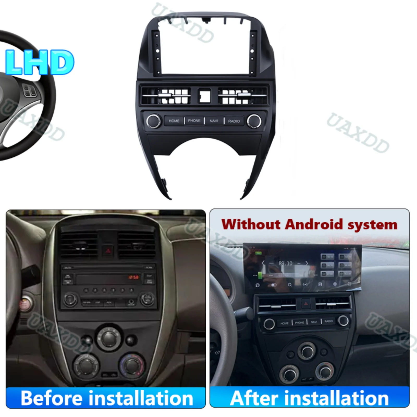 12.3INCH Car dashboard For 2014-2019 Nissan Sunny frame fascia Automotive center console accessories plastic Kit panel interior