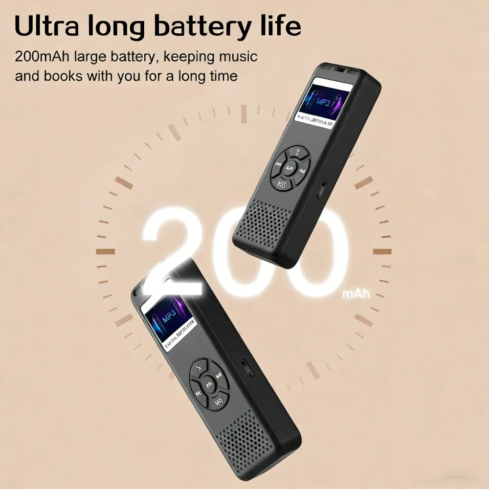 Mini Reproductor MP3, Grabadora de Voz, Radio FM, Sonido HiFi, Portátil, Hasta 64GB de Capacidad, Grabadora Digital de Audio/Voz