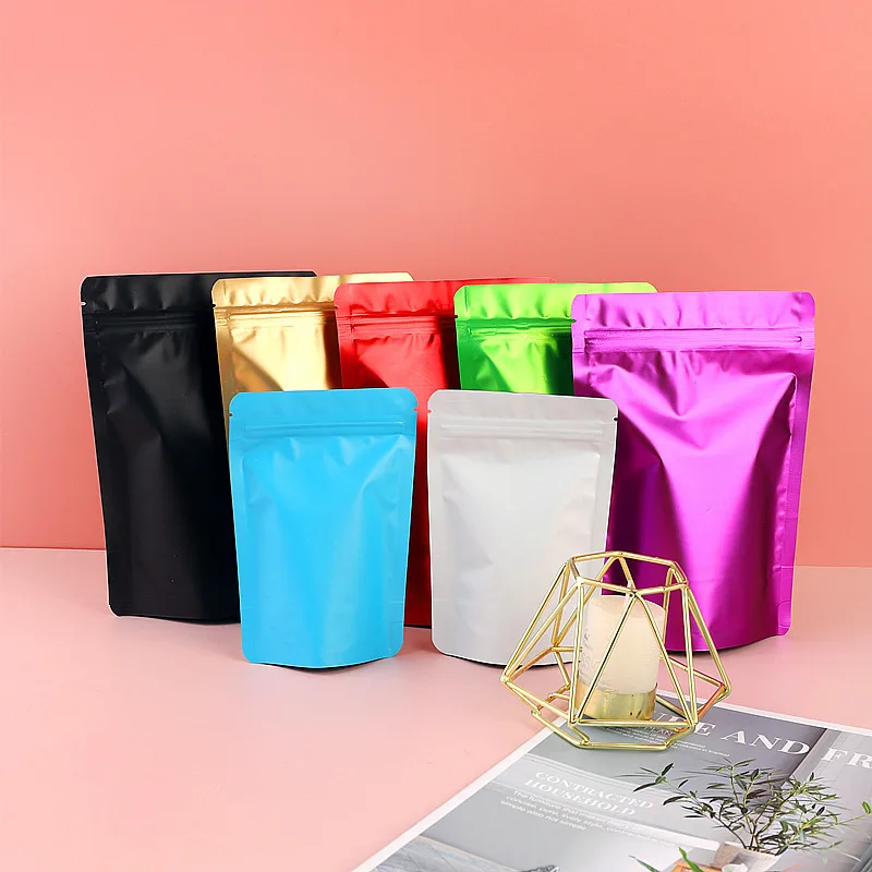 1000Pcs/Lot Thick Matte Colored Stand Up Zip Lock Foil Pouches Aluminum Foil Standing Pouches,Food Storage Stand Up ZipLock Bag