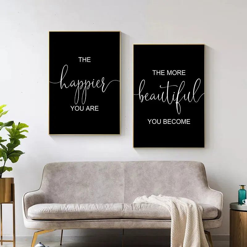 Modern Inspirational Beautiful Quotes Canvas Art Poster Prints Simple Wall Decorative Painting for Bedroom Home Decor Picture