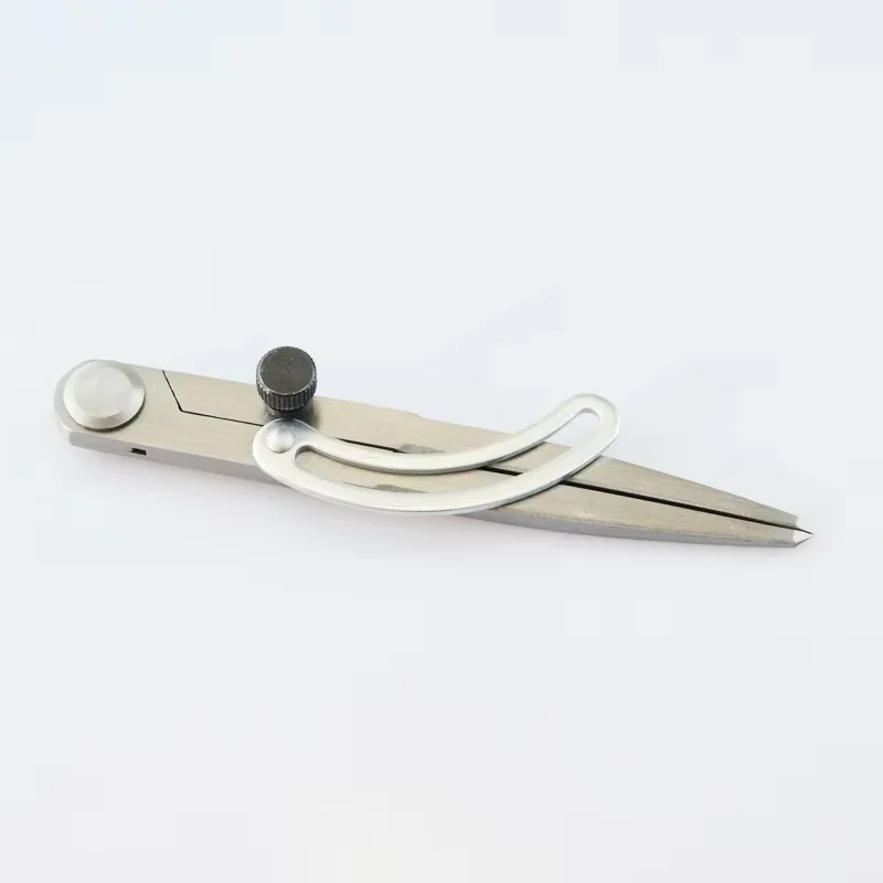 Adjustable Stainless Steel Spacing Compass with Rotating Handmade Leather Edge Creaser for Industrial All Steel Marking DIY Tool