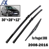 Escobillas de limpiaparabrisas delanteras y traseras aptas para Peugeot 3008 2008 2009 2010 2011 2012 2013 2014 2015 brazos de botón aptos para parabrisas