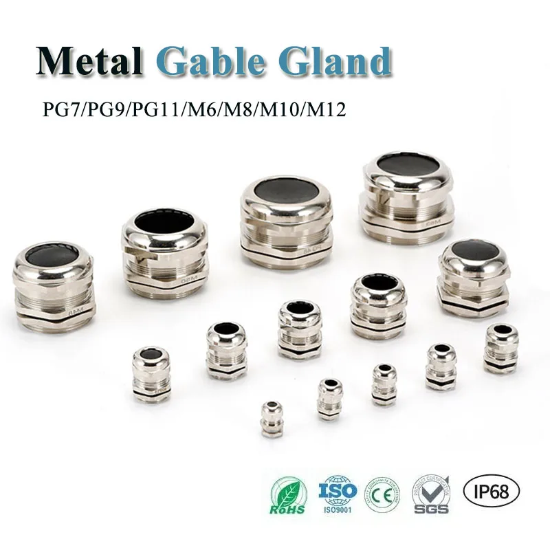 

10pcs Stainless Steel Cable Gland IP68 PG7 PG9 PG11 M6 M8 M10 M12 Cable Connector for 1mm-14mm Wire Metal Waterproof Cable Gland