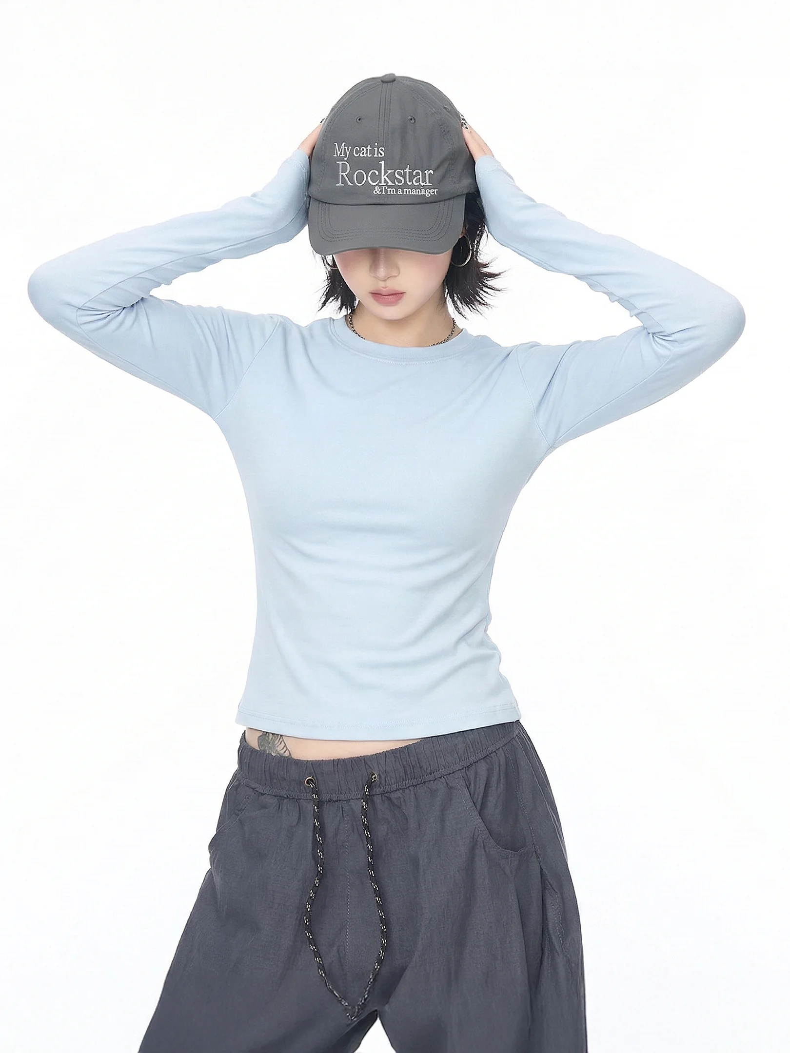 

American Style Short Sleeve Long Sleeve Women's T-shirt Pure Color Base Shirt Spicy Girl Summer Top Slim Fit Casual Cotton