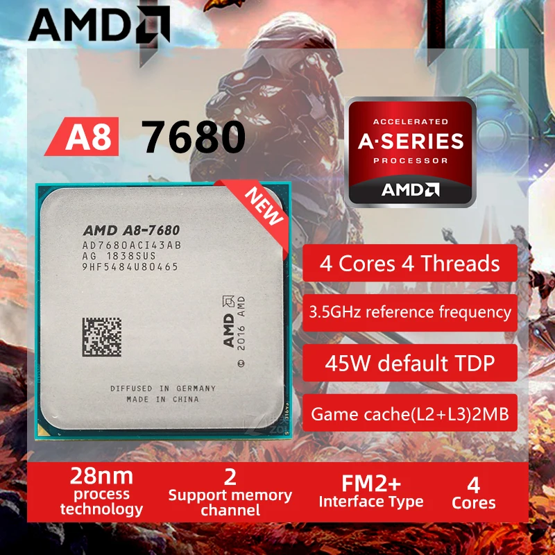 AMD A8-7680 CPU A8 7680 3.5GHz Quad-Core Quad-Thread Processor 45W Socket Up to 3.8GHZ For A68 Motherboard  Wholesaling