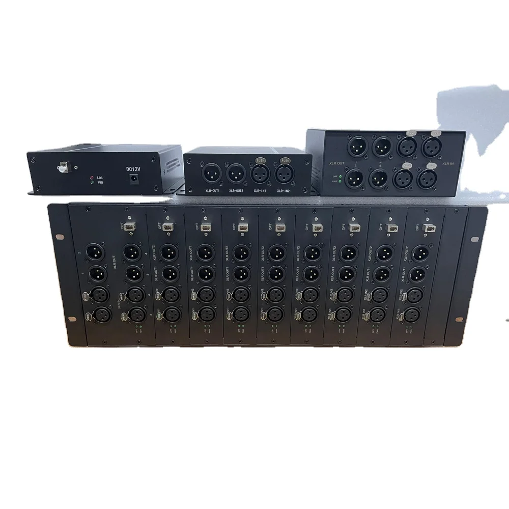 Customized 20-channel Bi-Directional XLR Audio to Fiber Converter XLR Balanced Audio Over Fiber Optic Extender 20km LC/ST/FC/SC