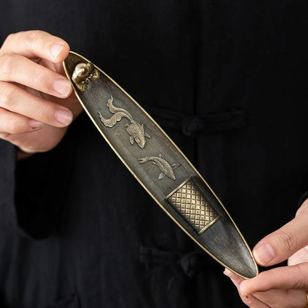 Unique Boat Shape Incense Holder Old Men Fishing Traditional Incense Burner Sturdy Zen Style Aromatherapy Ornament Living Room