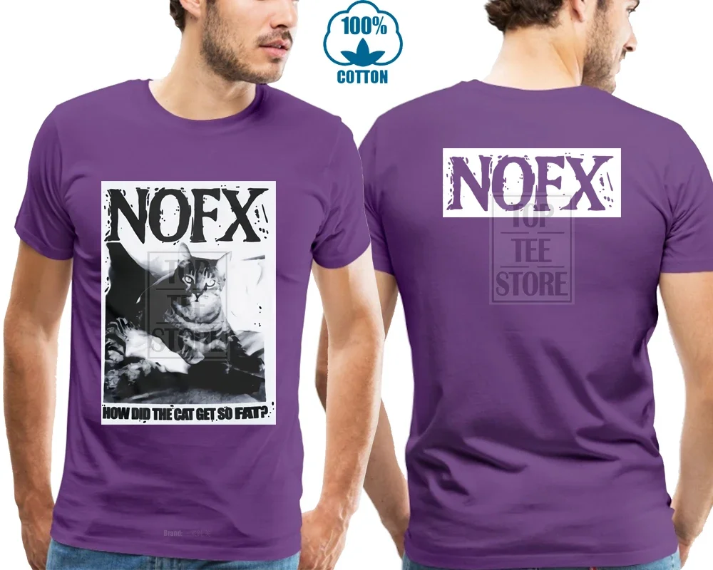 2 Side Nofx Fat Cat White Black T Shirt Tee Shirt Xs 3Xl