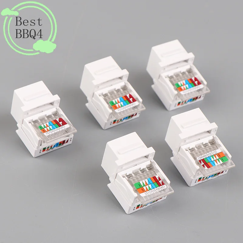 BBQ4 5PCS RJ45 Connector Information Socket Computer Outlet Cable Adapter Jack Tool-free CAT5E UTP Network cable adapter