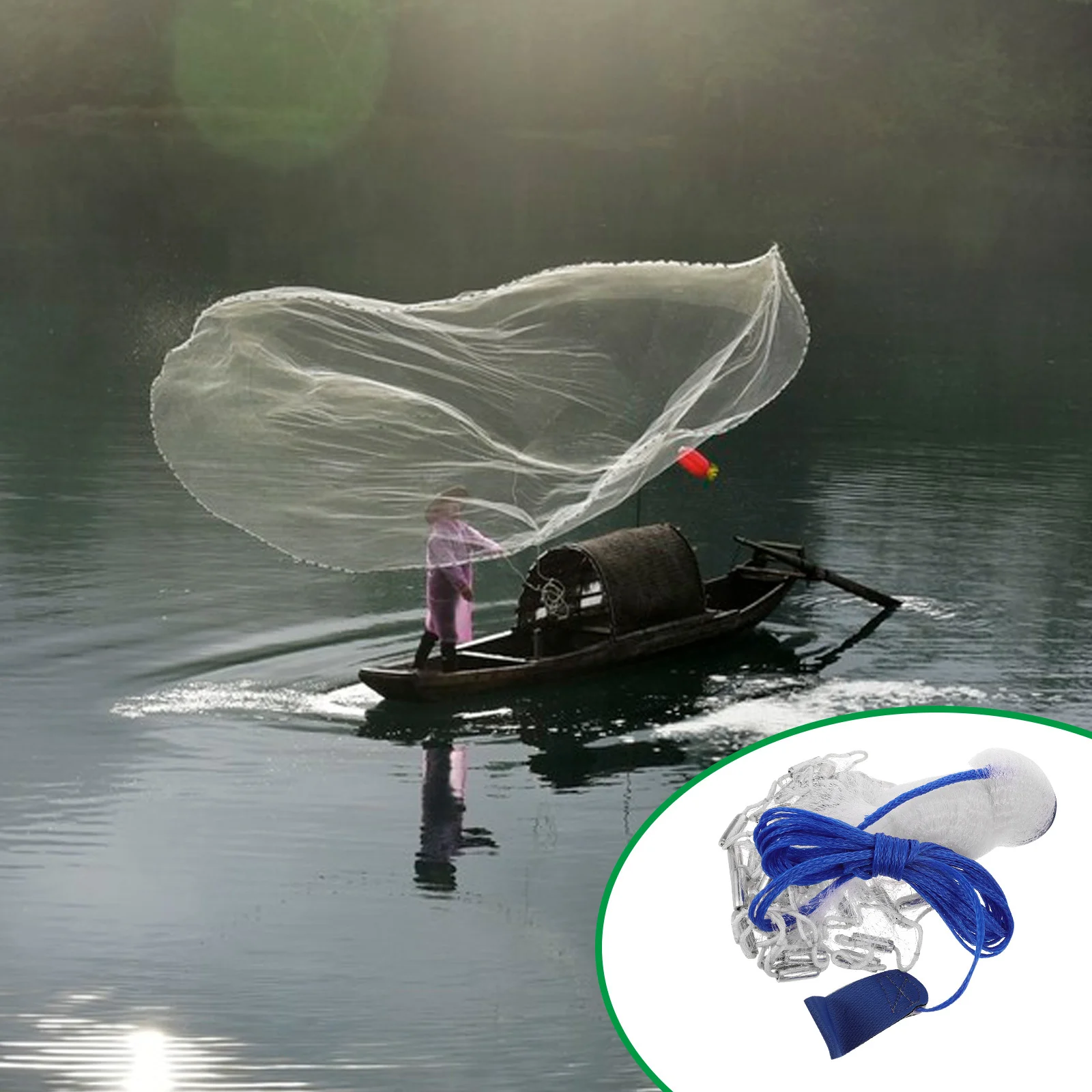 

4Ft/1.2M Hand Throw Net Monofilament Cast Fishing Bait Trap For Shrimp Fish Lakes Ocean Rivers Design Lightweight