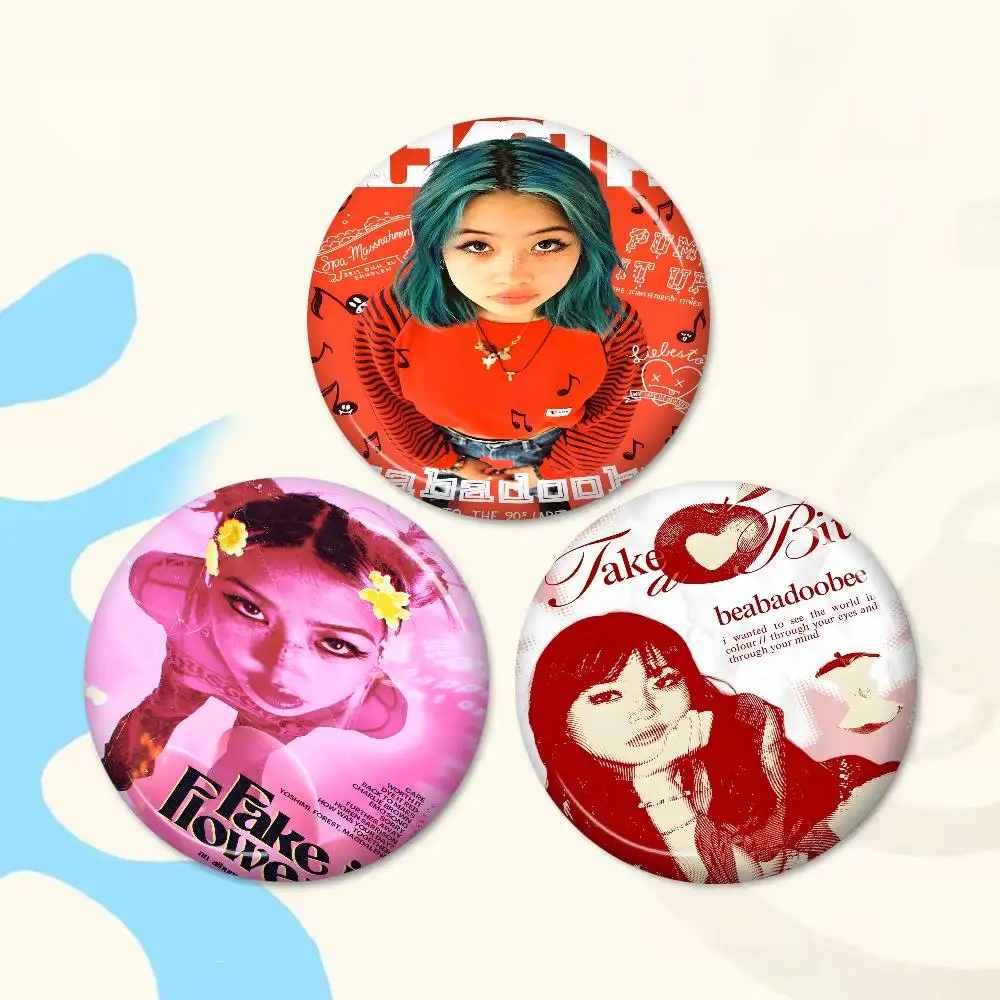 Rock Singer pretty B-Beabadoobee 32/44/58mm Round Brooches Handmade Pins for Backpack Jewelry Accessories Gifts Creative Badge