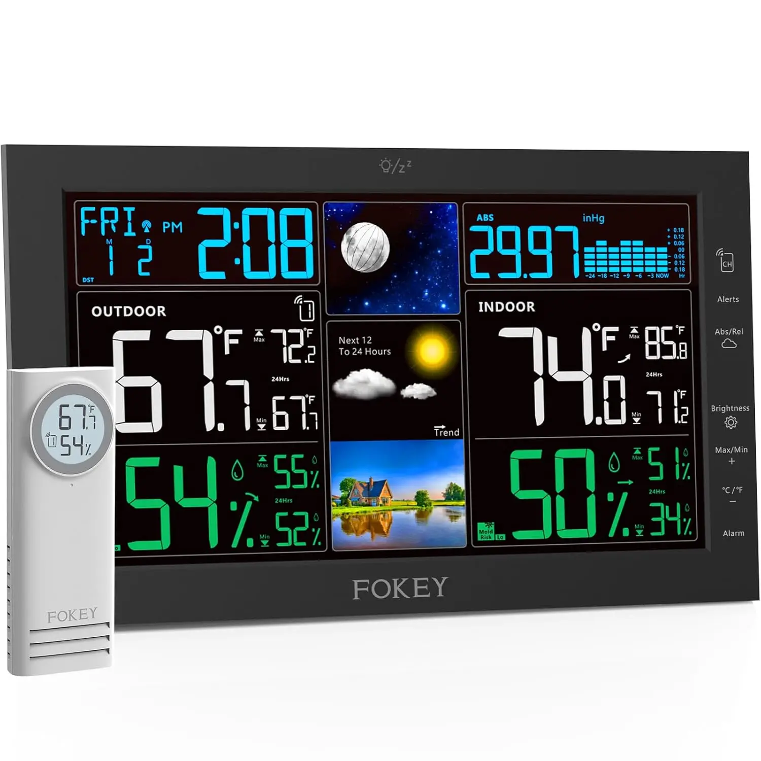 

Weather Station Wireless Indoor Outdoor Thermometer with 1 Sensor, Black