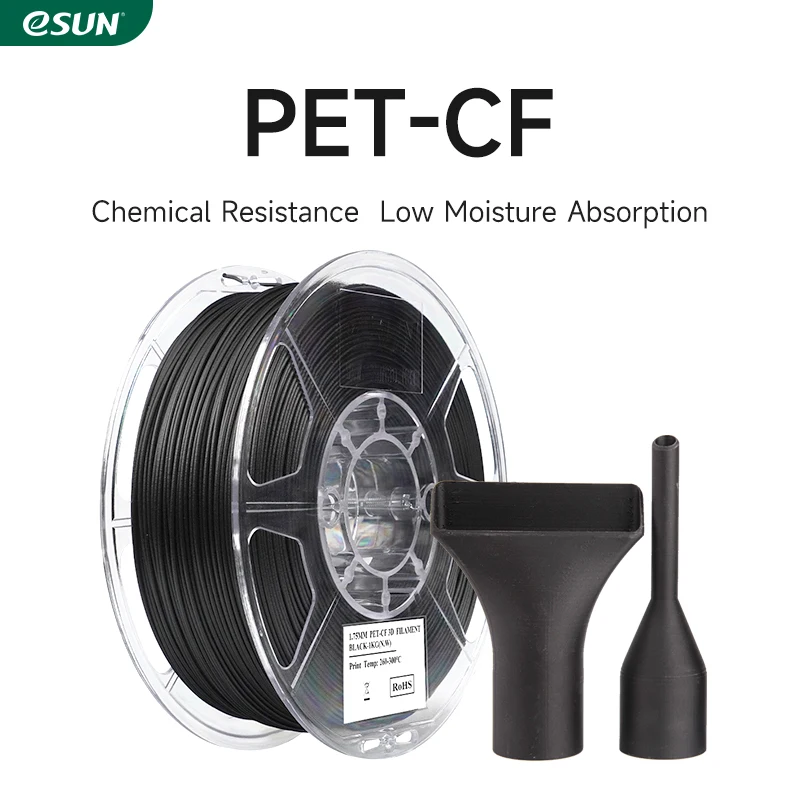 Нить для 3D-принтера eSUN PET-CF 1,75 мм, 1 кг, усиленные углеродное волокно, 3D-нить для Bambu Lab, высокопрочная нить PET-CF Нить для 3D-принтера eSUN PET-CF 1,75 мм, 1 кг, усиленные углеродное волокно, 3D-нить для Bambu Lab, высокопрочная нить PET-CF