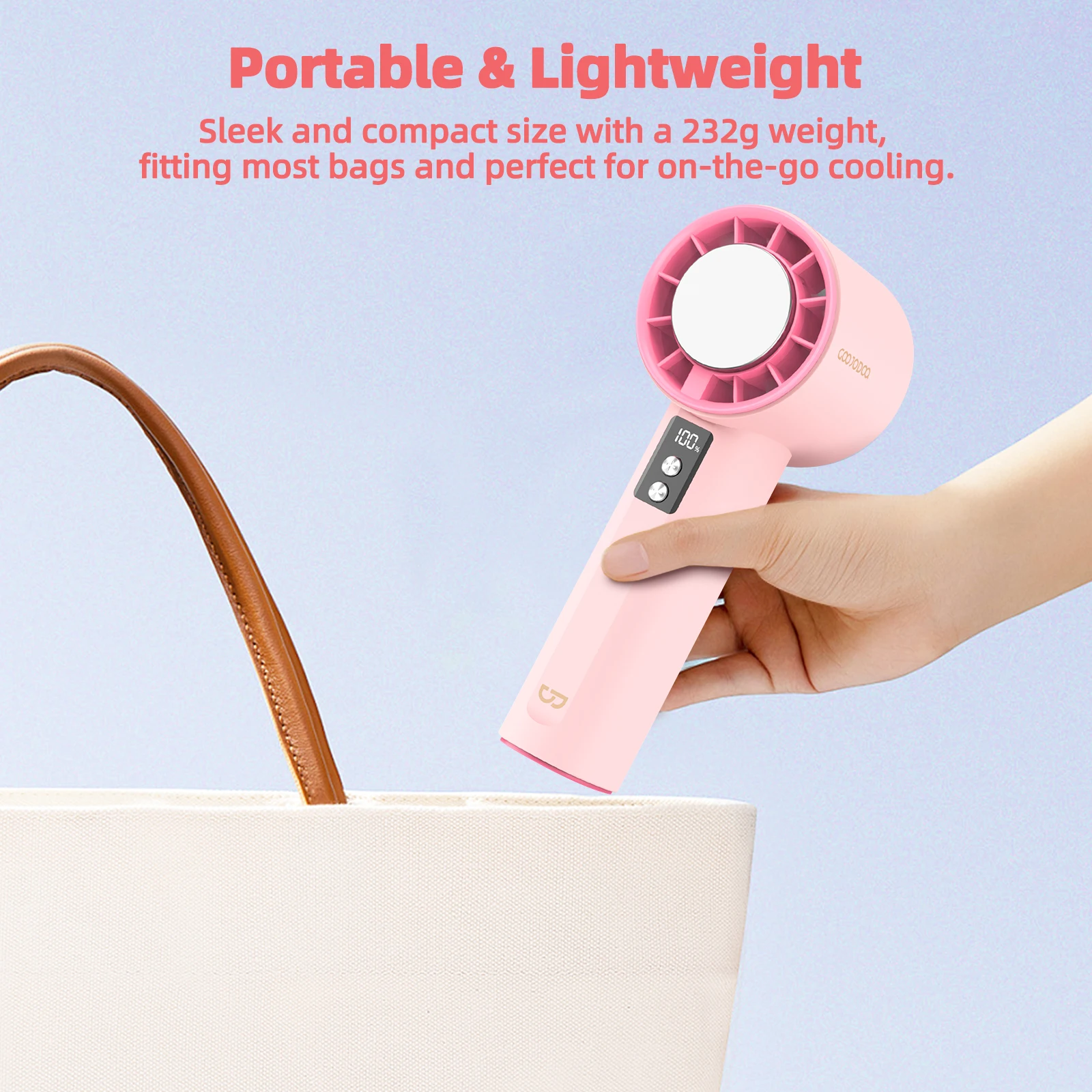 Mini Fan 100 Gear Wind Speed Electric Fan Digital Display Adjustable Turbo Portable Outdoor Handheld of Cold Compressed Sheets