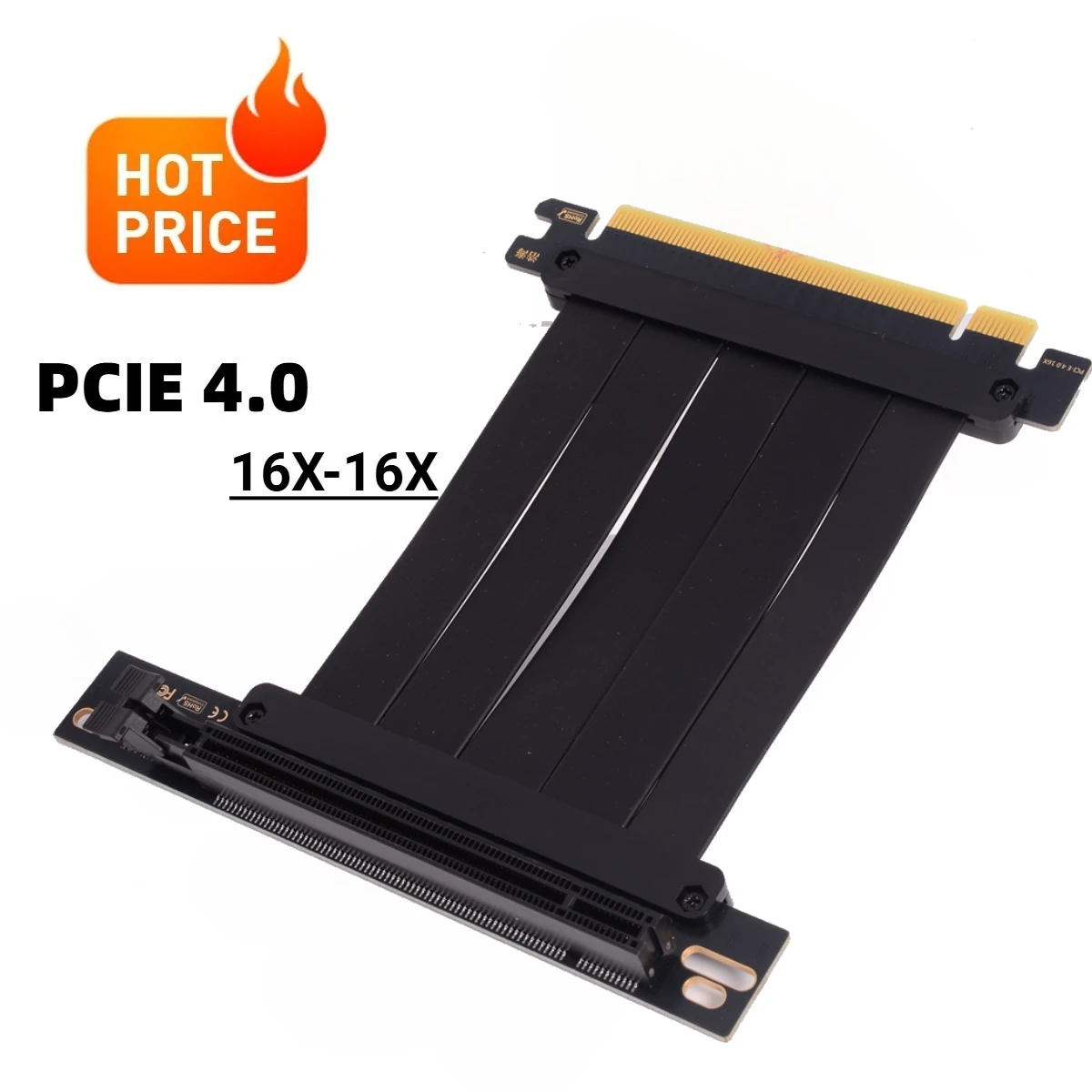 

PCI Express 4.0 16x Extension Cable Double 90 Degree GPU Upright PCIe 4.0 x16 GEN4 Riser Extender for Computer Graphics Vertical