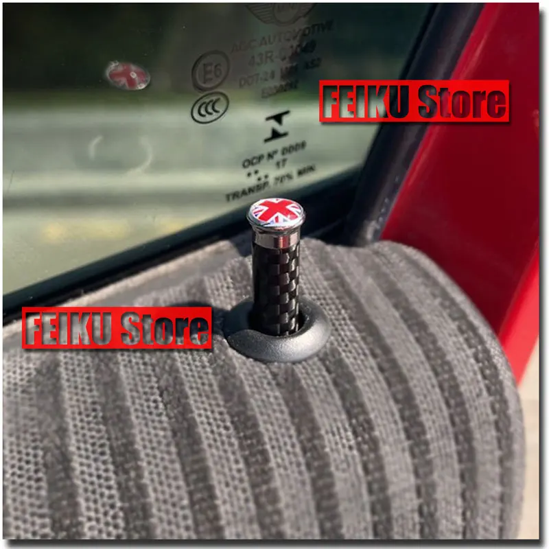 2Pcs Metal Safety Lock Pin Carbon Fiber Door Lock Pin Knob For Mini JCW Clubman Countryman R55 R56 R57 R58 R60 R61 F53 F54 F55