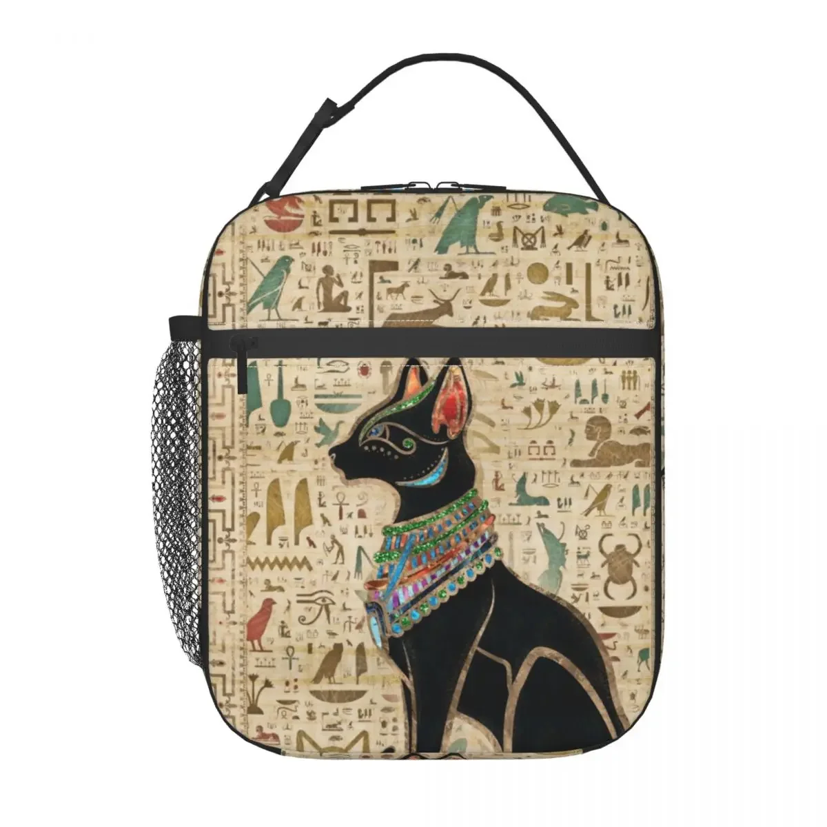 Egyptian Bastet Cat Insulated Lunch Bag for Women Waterproof Ancient Egypt Art Thermal Cooler Lunch Tote Office Work School