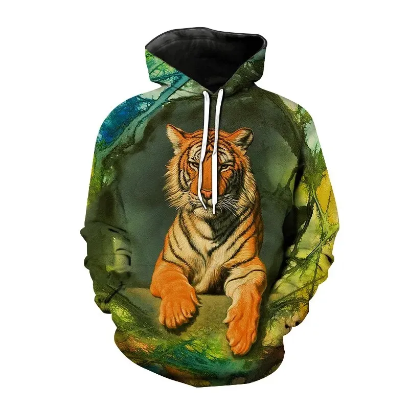 

New Animal Tiger Graphic 3D Hoodies Men Women Oversized Casual Hoodie Pullovers Hooded Sweatshirts Tracksuits Coats Kid Clothing