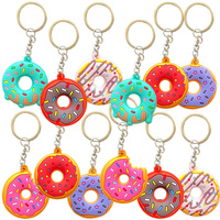 12 pcs Dessert Keychain Donut Key Rings Car Key Pendant Sweet Donut Theme Party Favors Classroom Prizes Key Chains Kids Toy Gift