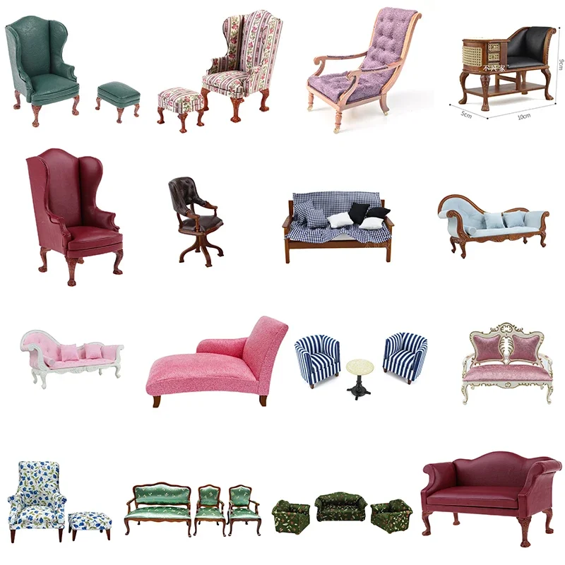 Dollhouse Sofa Furniture Model Miniature Double Sofa Miniature Chairs Doll Accessories New Diy Miniature Dollhouse