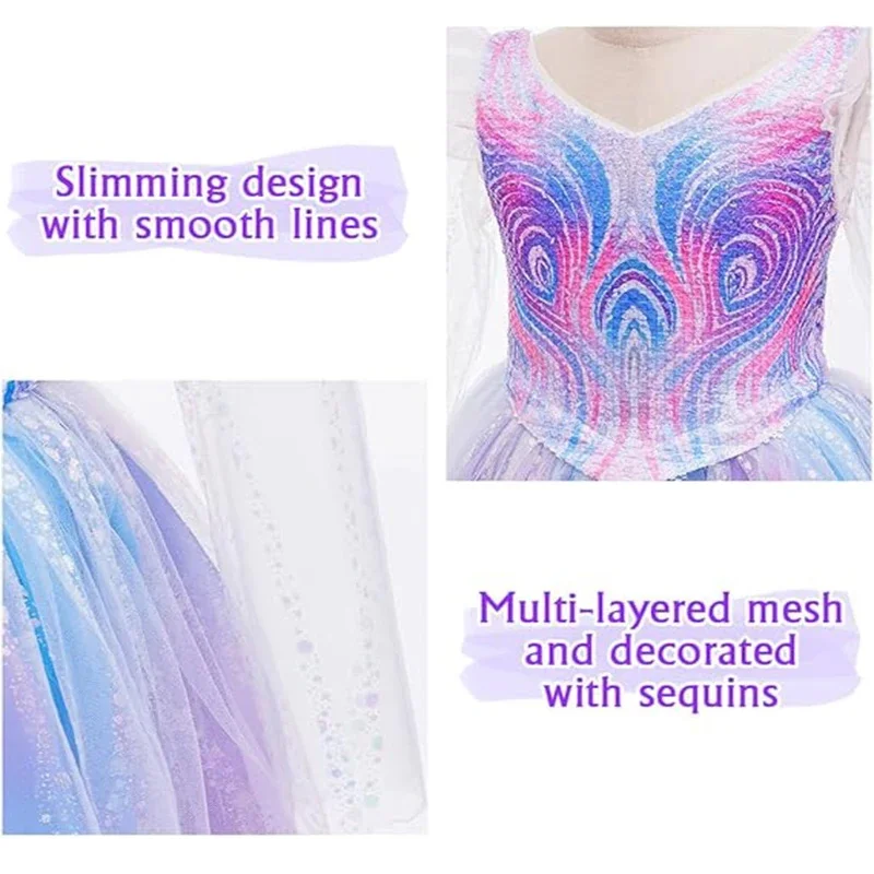 ملابس أداء الأطفال ملابس الكرنفال الساحرة غليندا أزياء تنكرية أنيقة فتاة الأميرة فستان الترتر ثوب مسائي #6