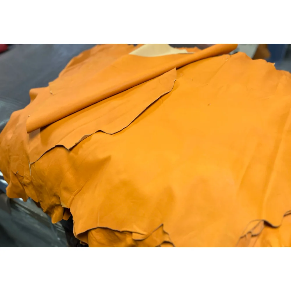

Tear-Resistant! Japanese Orange Kangaroo Genuine Leather Material, 3-4 SF. 0.5mm in Thickness