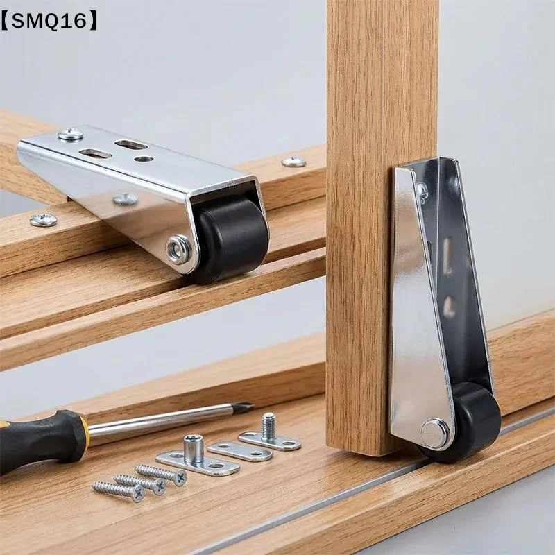 Silent Right Angle Directional Rollers Effortless Telescopic Sliding Door Track Pulley Aluminum Alloy Side Mounted【SMQ】