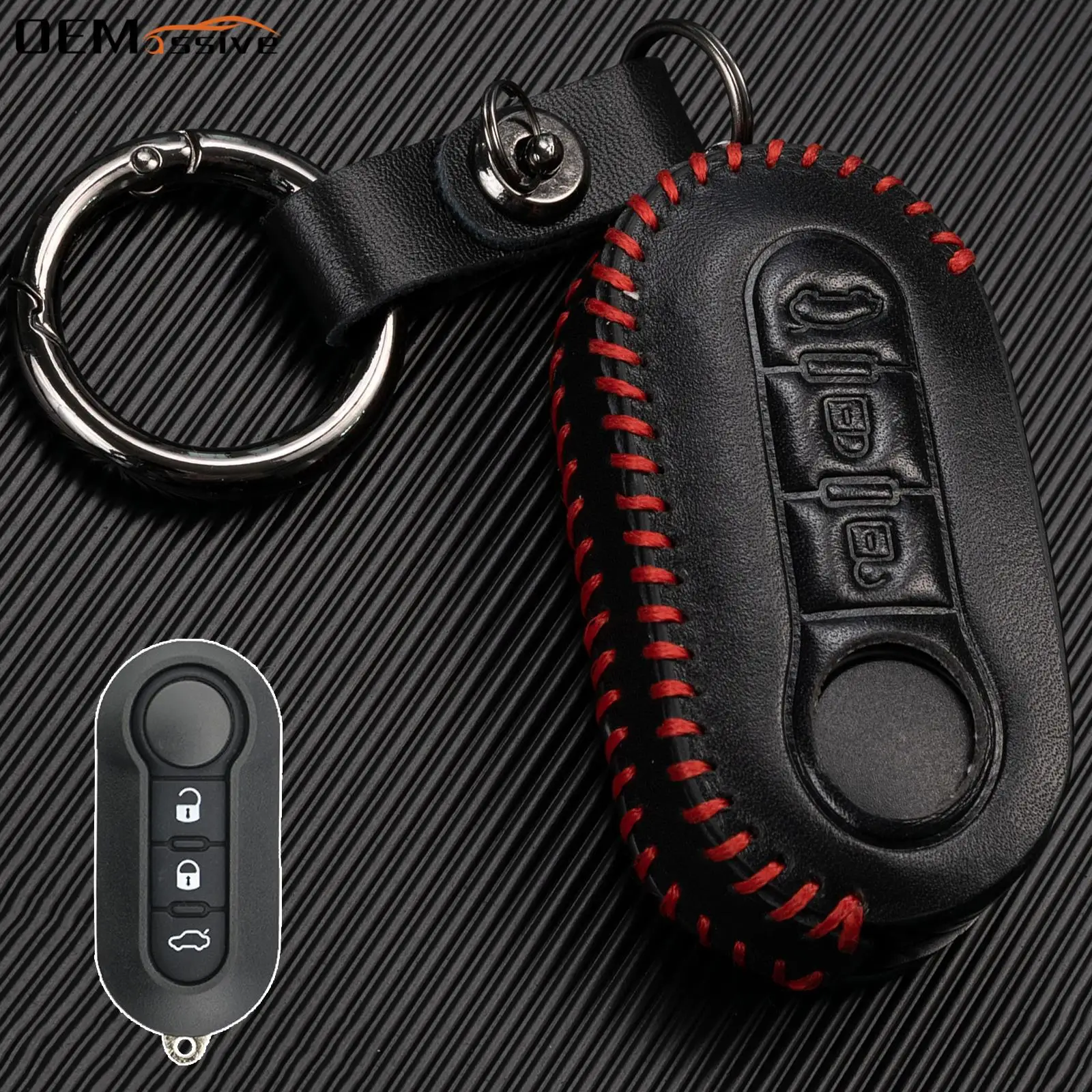 PU Leather 3 Button Flip Car Key Chain Ring Fob Case Cover Shell Protector For Fiat 500 500L MPV Panda Punto Bravo Doblo Florino