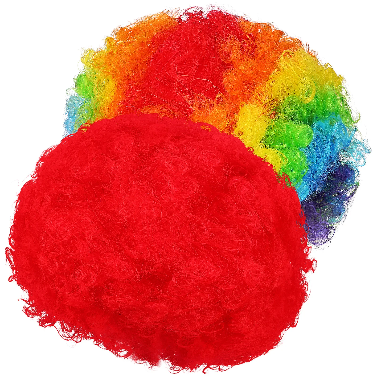 

2pcs Rainbow Afro Cosplay Clown Soft Comfortable Short Disco Halloween Party Costume Pride Wigs Easy Wear