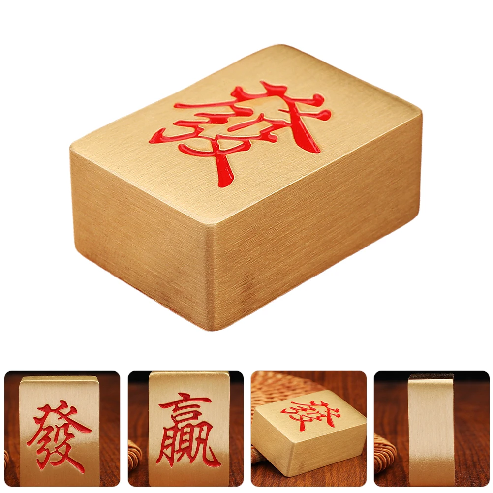 

Luxury Vintage Brass Mahjong Ornament: Golden Desktop Decor Statues For Living Room Shelf Accents Small Creative Home