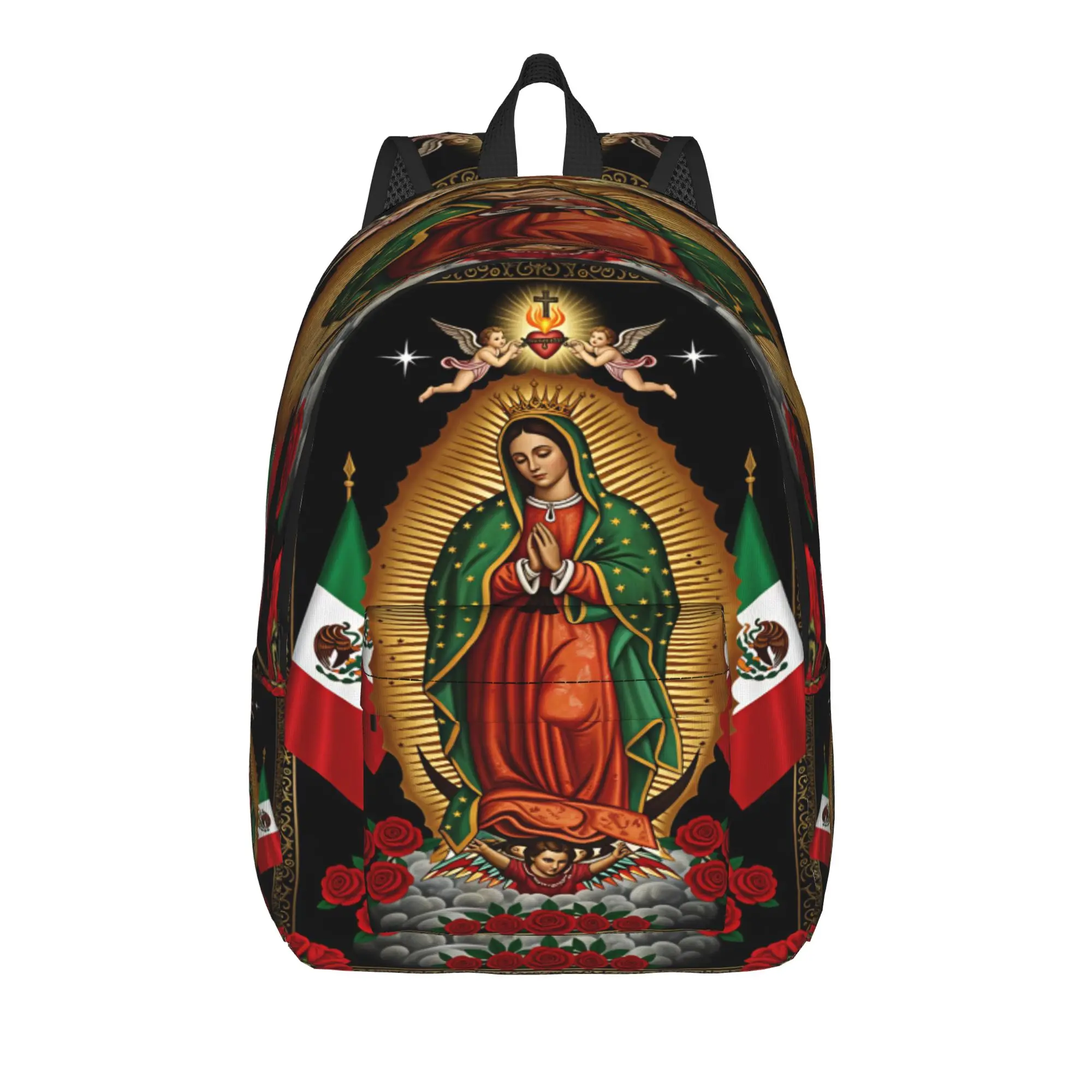 Our Lady of Guadalupe Backpack Teen  Breathable Backpacks Polyester Casual School Bags College Custom Rucksack