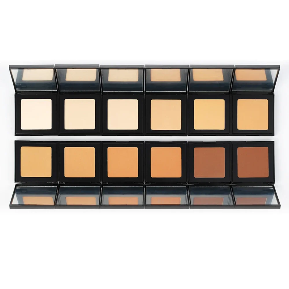 Private Label Concealer, gepresster Puder, individuelles Logo, 13-farbiger Concealer mit quadratischem Loch, Textmarker, 12 g, wasserfestes Konturierungs-Make-up