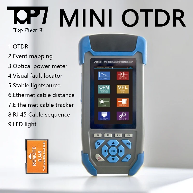 

NEW Mini OTDR Fiber Optic Reflectometer with VFL OLS OPM Event Map 22/24dB for 60km Fiber Cable Ethernet Tester