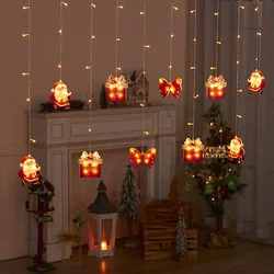 Santa Claus Festoon Led Light String Fairy Curtain Garland Xmas Lights 2024 Christmas Decoration for Home New Year Bedroom Decor