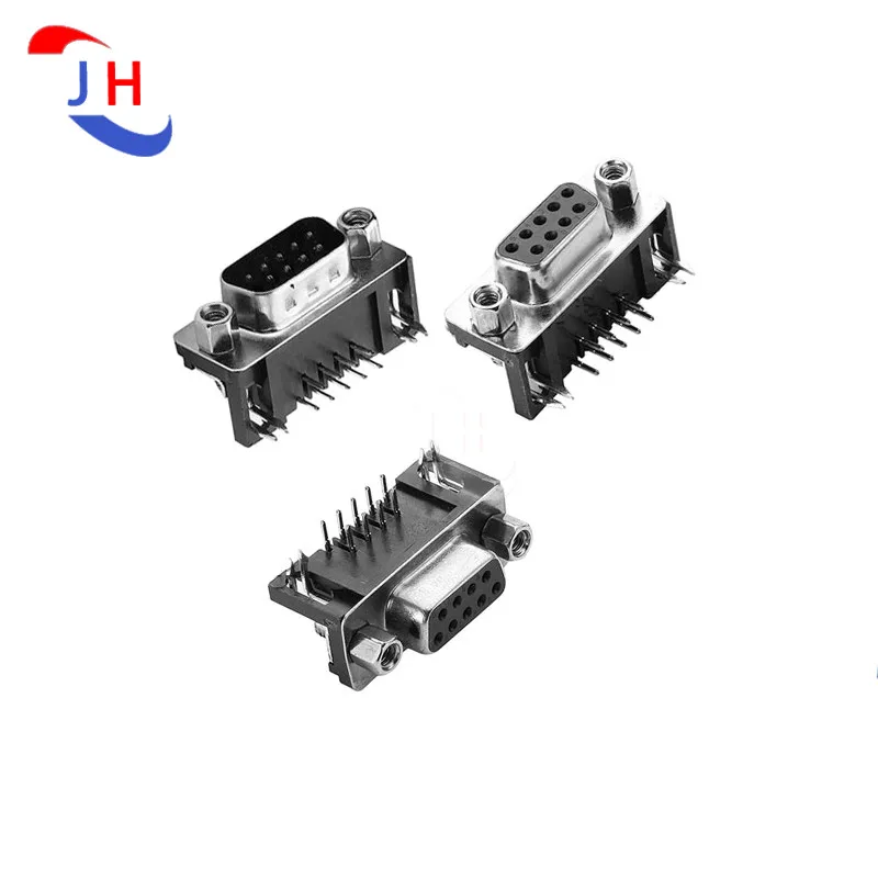 1/2/5PCS New DR9 Bent foot female head male head 90-degree curved needle/serial port RS232 socket 9-core DB9female DB9male