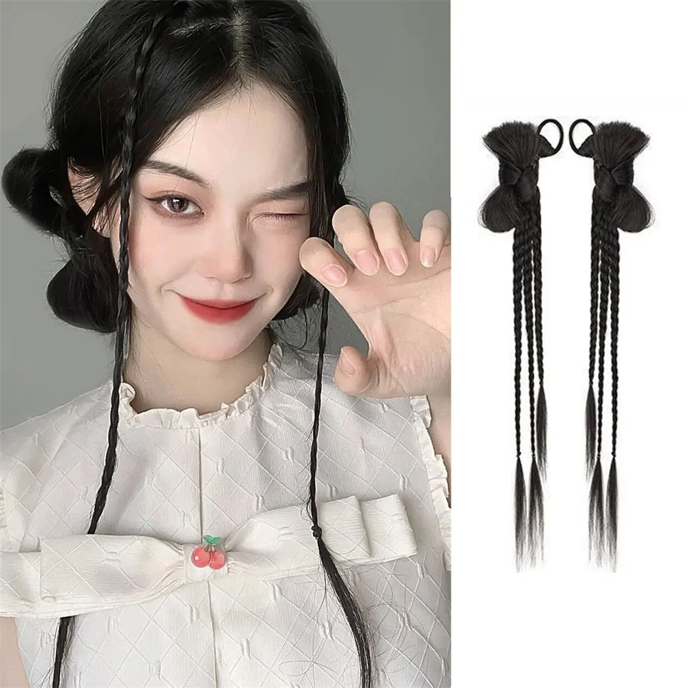 Y2K المرأة التقلبات شعر مستعار جديلة فتاة موضة شعر مستعار جديلة العجين المقلي جديلة Traceless غير مرئية BB كليب الملاكمة جديلة #4